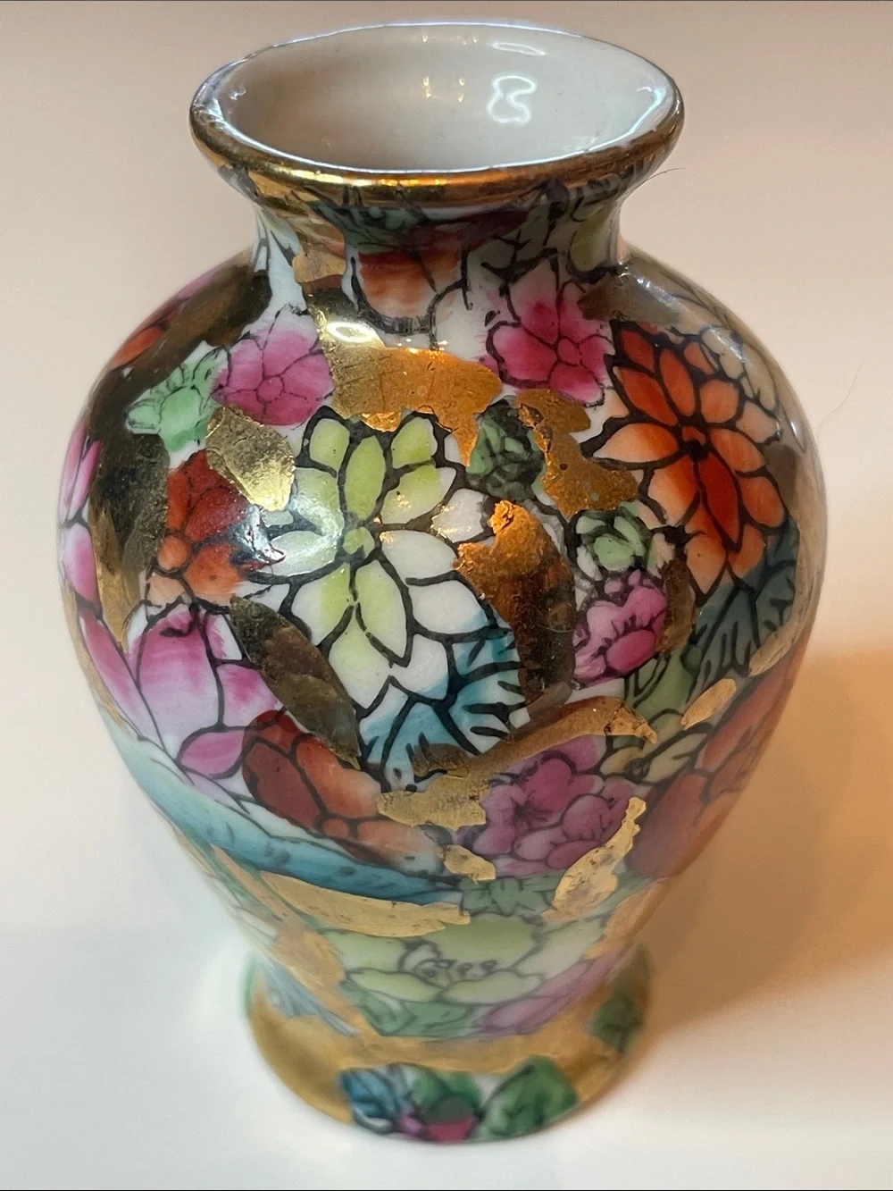 Vintage Miniature Chinese Porcelain Vases 1000 Flowers Design Vases